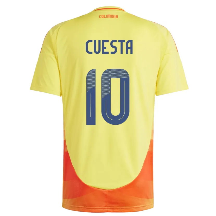 Danxen Homme Maillot Colombie Yisela Cuesta #10 Jaune Tenues Domicile 24-26 T-Shirt