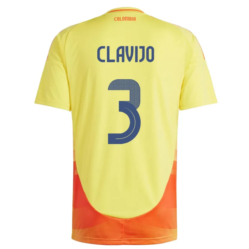 Danxen Homme Maillot Colombie Ángela Clavijo #3 Jaune Tenues Domicile 24-26 T-Shirt