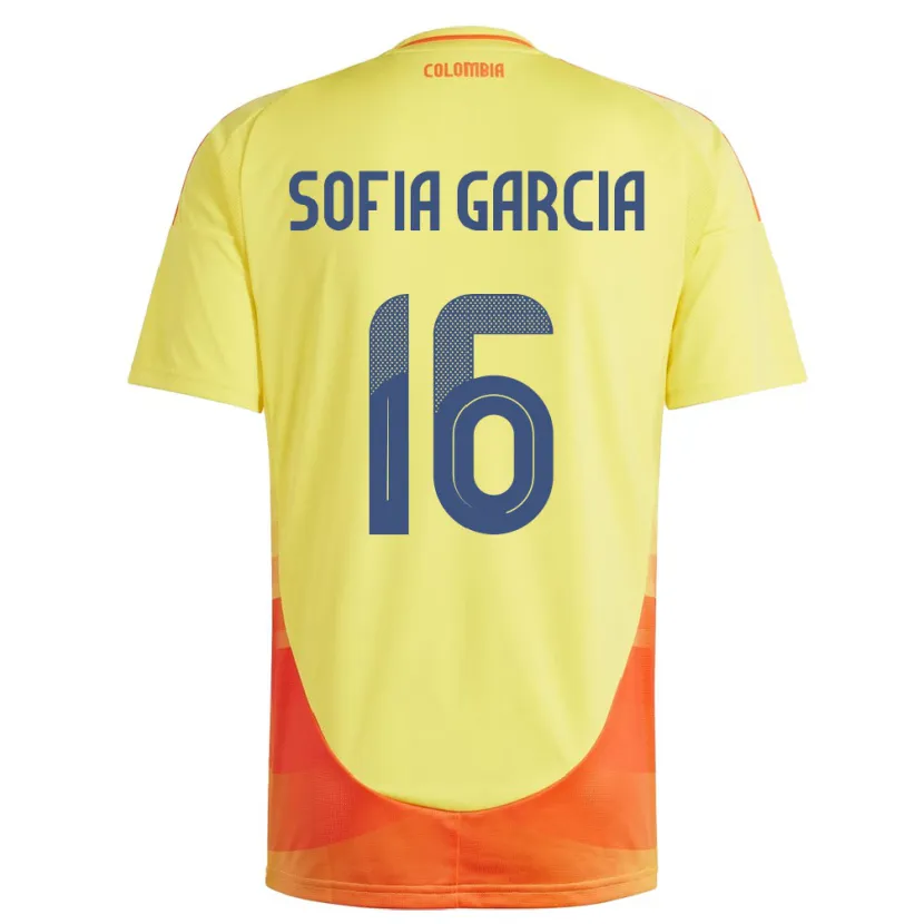 Danxen Homme Maillot Colombie Sofía García #16 Jaune Tenues Domicile 24-26 T-Shirt