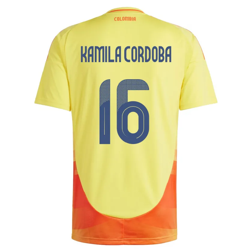 Danxen Homme Maillot Colombie Sara Kamila Córdoba #16 Jaune Tenues Domicile 24-26 T-Shirt