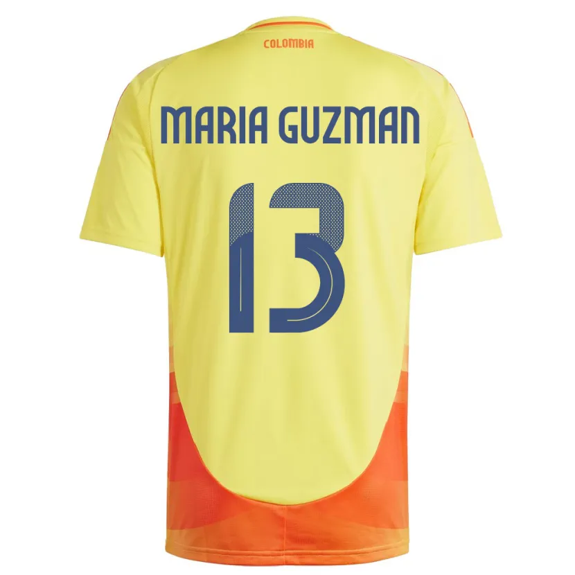Danxen Homme Maillot Colombie Ana María Guzmán #13 Jaune Tenues Domicile 24-26 T-Shirt