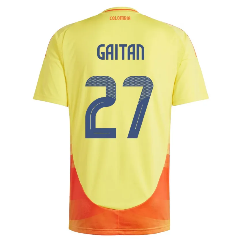 Danxen Homme Maillot Colombie Natalia Gaitán #27 Jaune Tenues Domicile 24-26 T-Shirt