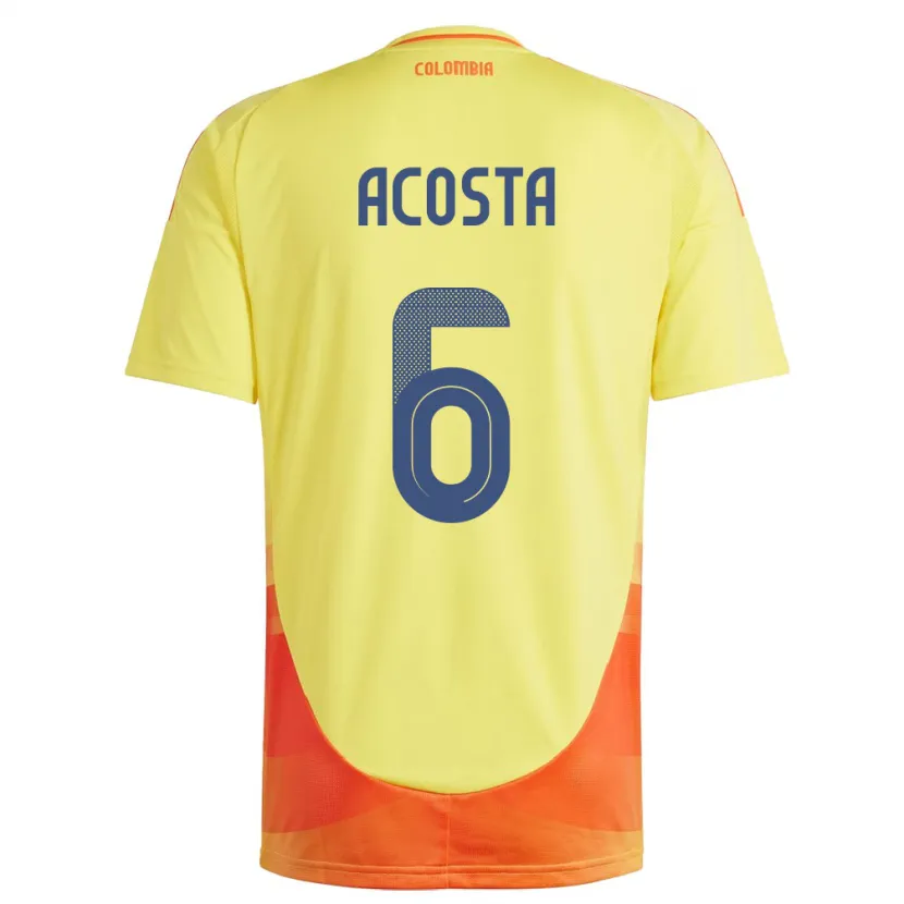 Danxen Homme Maillot Colombie Viviana Acosta #6 Jaune Tenues Domicile 24-26 T-Shirt