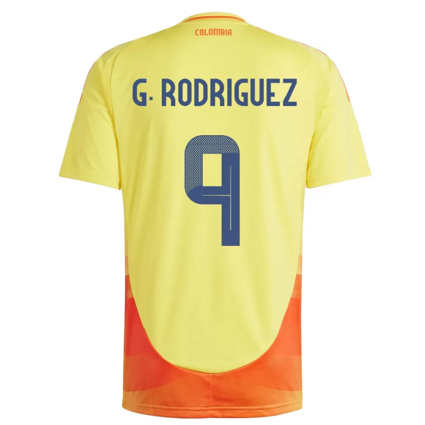 Danxen Homme Maillot Colombie Gabriela Rodríguez #9 Jaune Tenues Domicile 24-26 T-Shirt