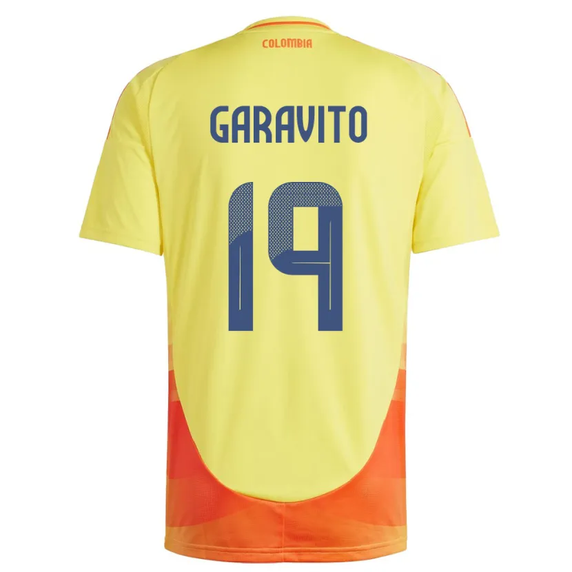 Danxen Homme Maillot Colombie Laura Garavito #19 Jaune Tenues Domicile 24-26 T-Shirt