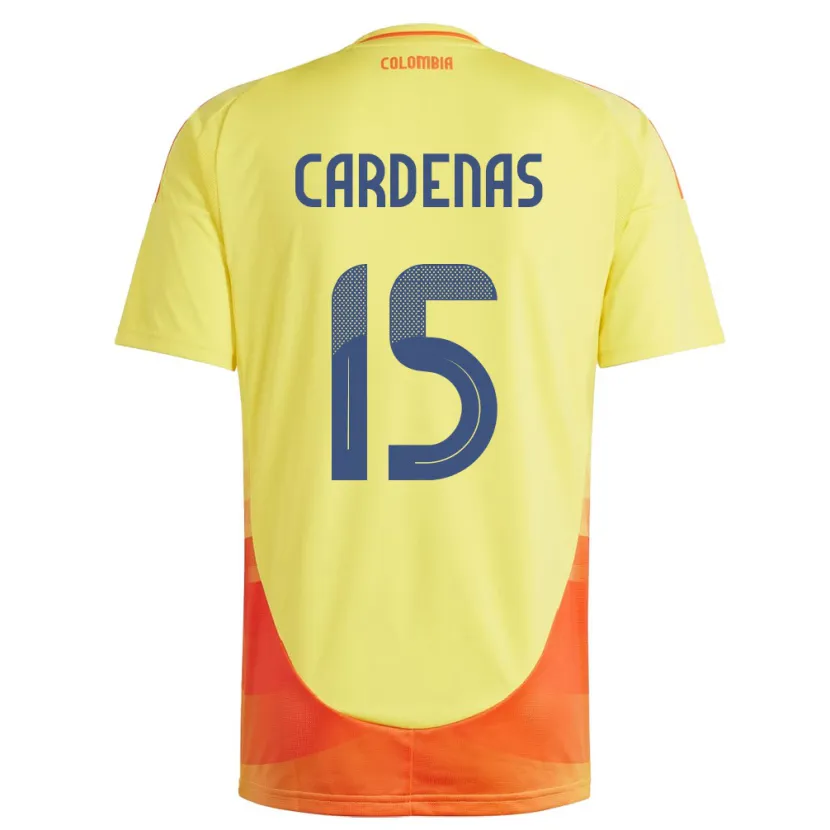 Danxen Homme Maillot Colombie Wendy Cárdenas #15 Jaune Tenues Domicile 24-26 T-Shirt