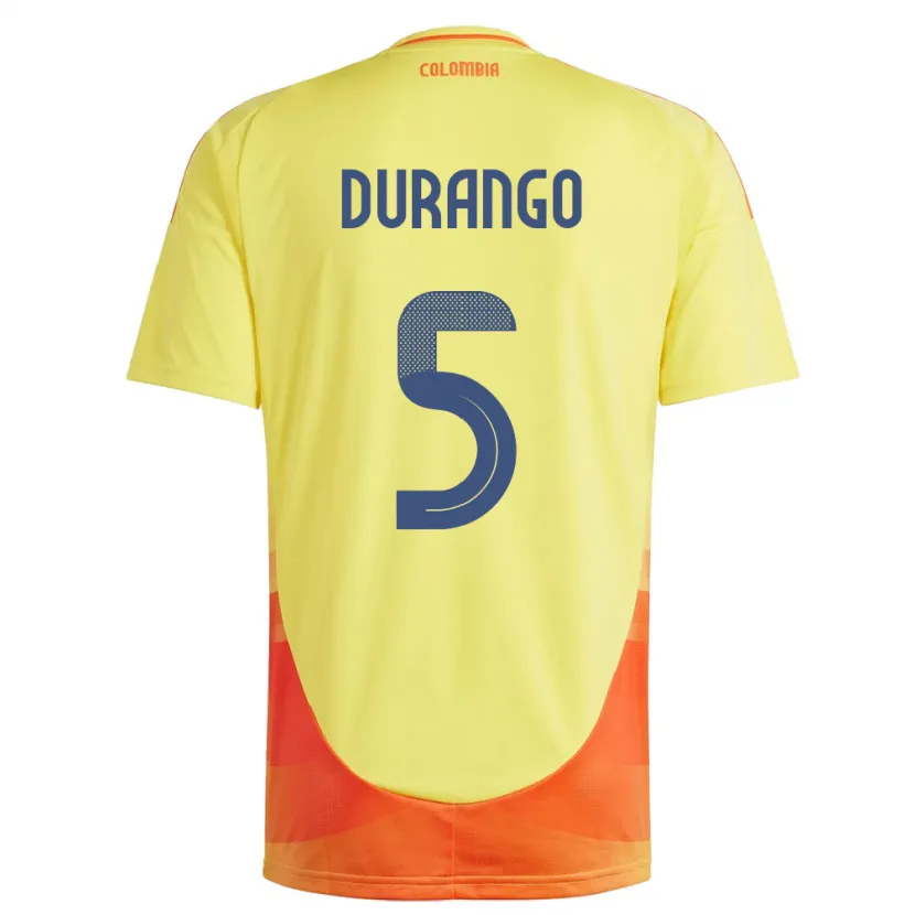 Danxen Homme Maillot Colombie Lorena Durango #5 Jaune Tenues Domicile 24-26 T-Shirt