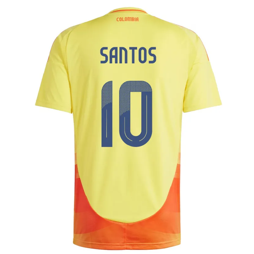 Danxen Homme Maillot Colombie Leicy Santos #10 Jaune Tenues Domicile 24-26 T-Shirt