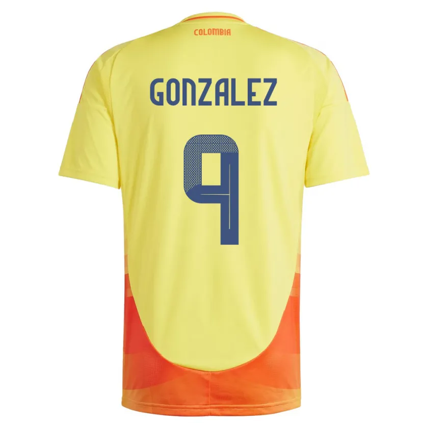 Danxen Homme Maillot Colombie Manuela González #9 Jaune Tenues Domicile 24-26 T-Shirt