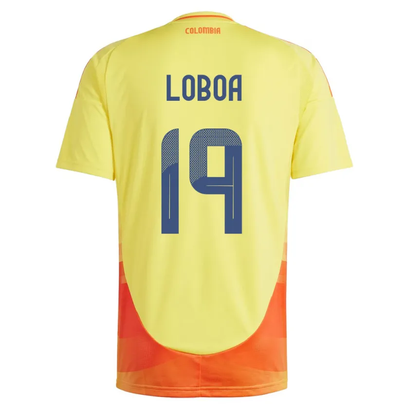 Danxen Homme Maillot Colombie Valerin Loboa #19 Jaune Tenues Domicile 24-26 T-Shirt