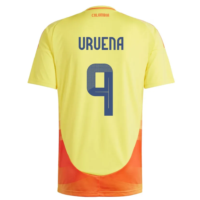 Danxen Homme Maillot Colombie Gabriela Urueña #9 Jaune Tenues Domicile 24-26 T-Shirt