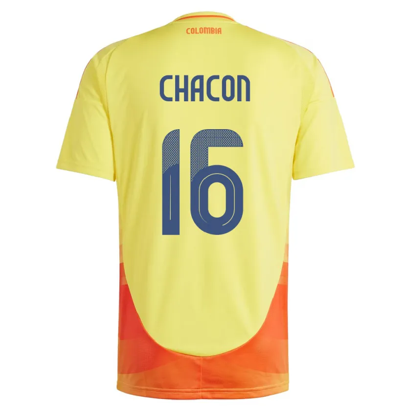 Danxen Homme Maillot Colombie Ivonne Chacón #16 Jaune Tenues Domicile 24-26 T-Shirt