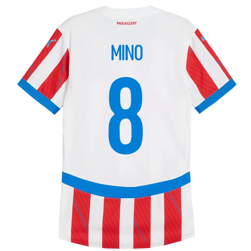 Danxen Homme Maillot Paraguay Rosa Miño #8 Blanc Rouge Tenues Domicile 24-26 T-Shirt