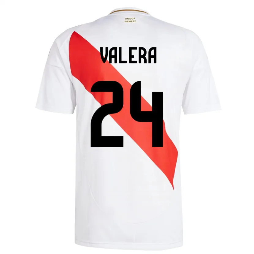 Danxen Homme Maillot Pérou Álex Valera #24 Blanc Tenues Domicile 24-26 T-Shirt