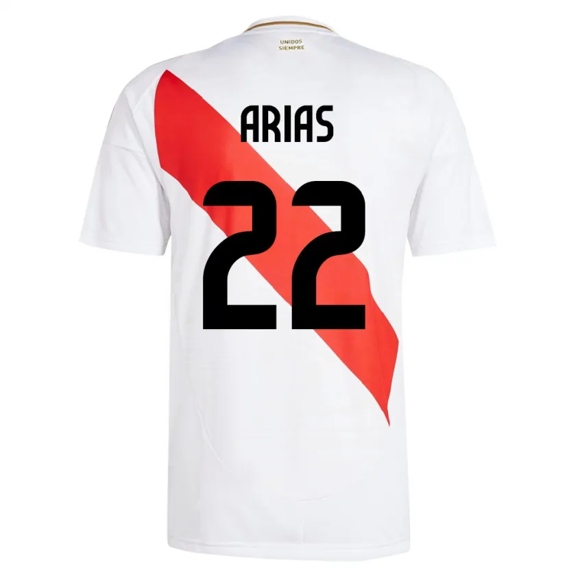 Danxen Homme Maillot Pérou Brian Arias #22 Blanc Tenues Domicile 24-26 T-Shirt