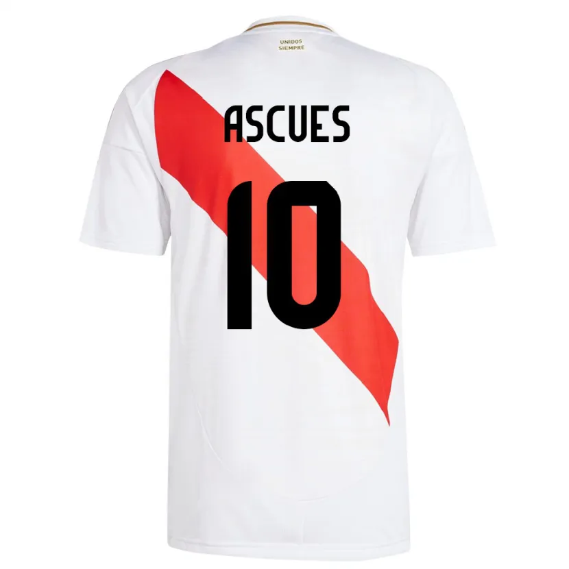 Danxen Homme Maillot Pérou Adrián Ascues #10 Blanc Tenues Domicile 24-26 T-Shirt