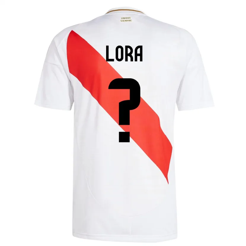 Danxen Homme Maillot Pérou Fabrizio Lora #0 Blanc Tenues Domicile 24-26 T-Shirt