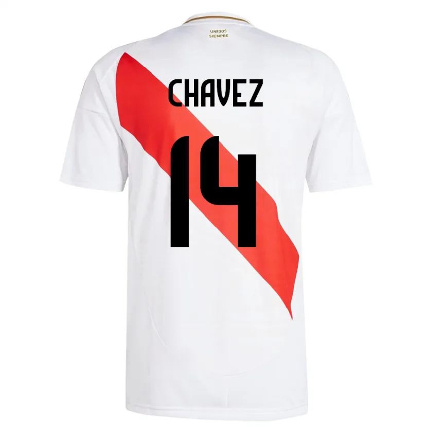 Danxen Homme Maillot Pérou Felipe Chávez #14 Blanc Tenues Domicile 24-26 T-Shirt