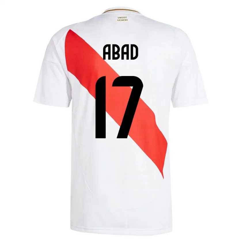 Danxen Homme Maillot Pérou Kelvin Abad #17 Blanc Tenues Domicile 24-26 T-Shirt