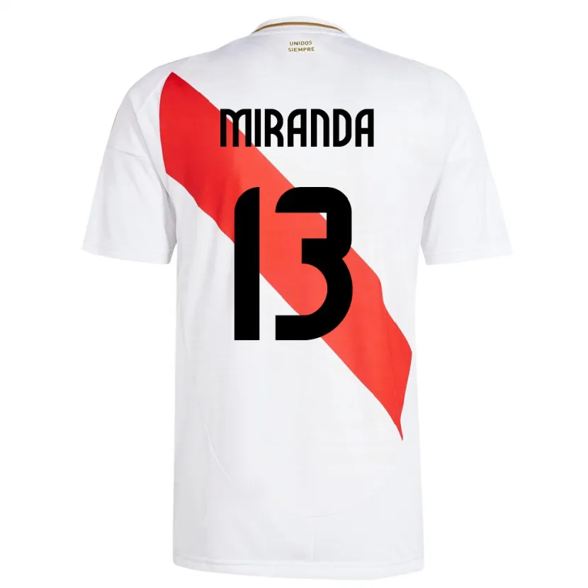 Danxen Homme Maillot Pérou Yoselin Miranda #13 Blanc Tenues Domicile 24-26 T-Shirt