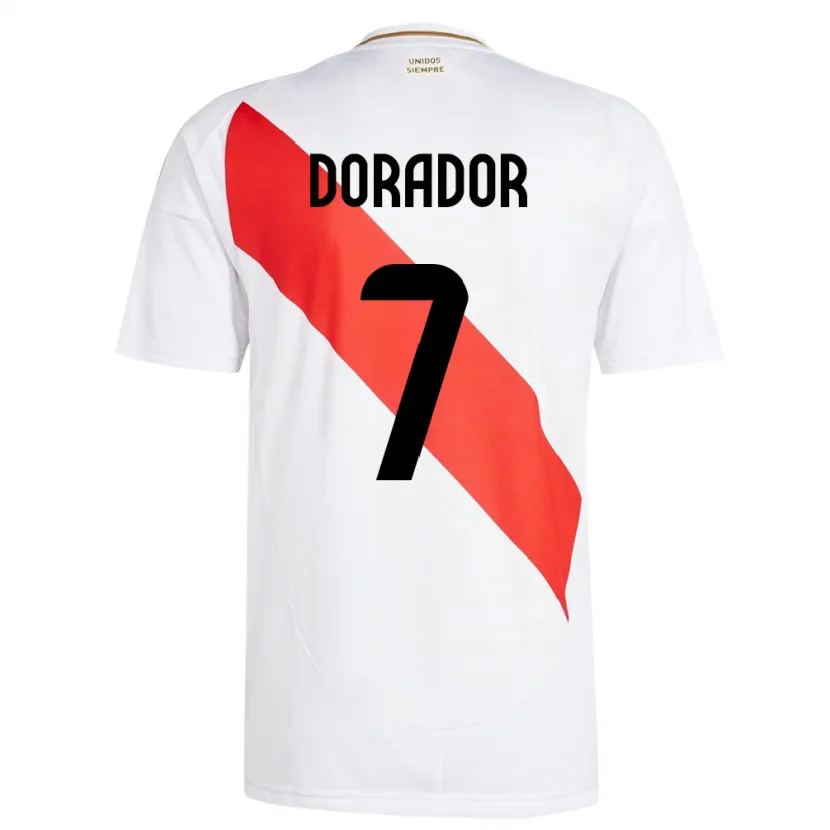 Danxen Homme Maillot Pérou Sandy Dorador #7 Blanc Tenues Domicile 24-26 T-Shirt