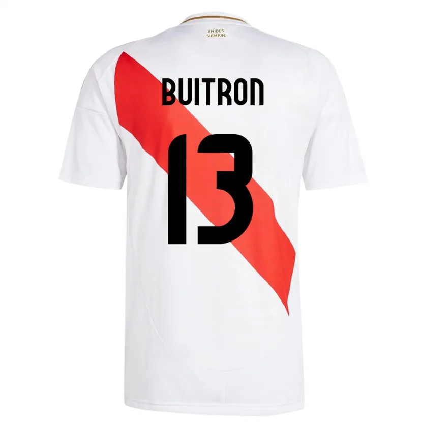Danxen Homme Maillot Pérou Alison Buitrón #13 Blanc Tenues Domicile 24-26 T-Shirt