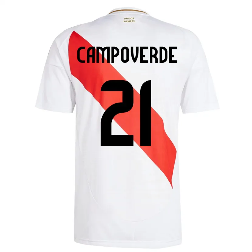 Danxen Homme Maillot Pérou Luz Campoverde #21 Blanc Tenues Domicile 24-26 T-Shirt