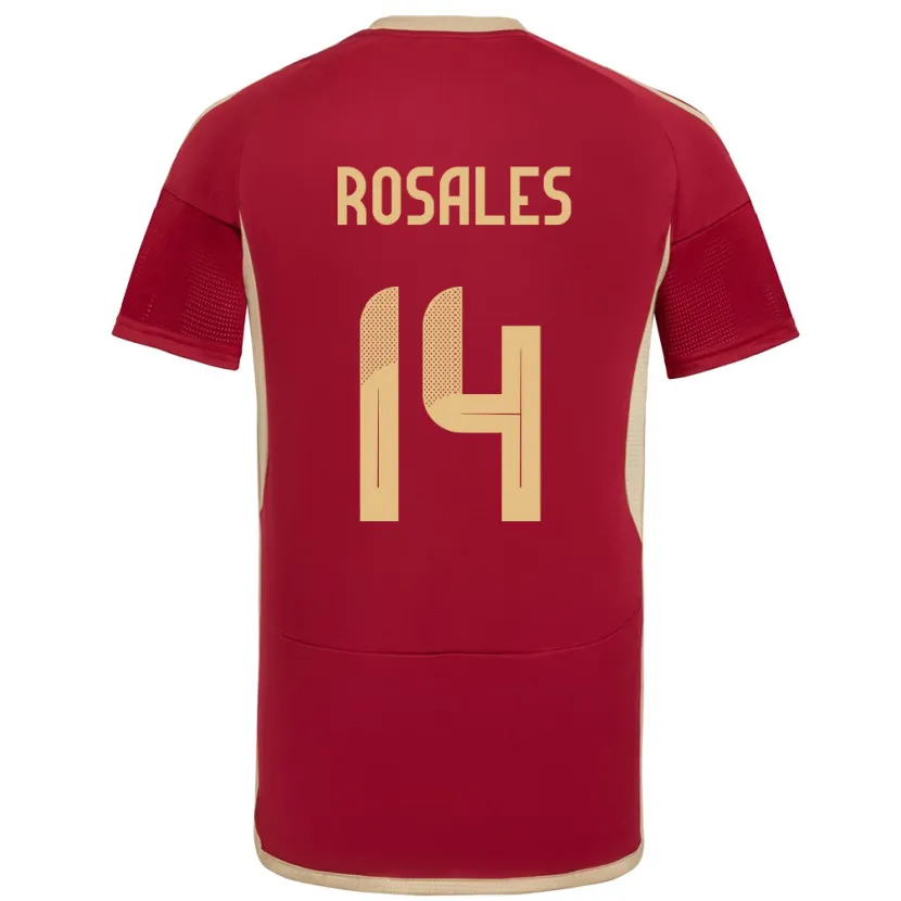 Danxen Homme Maillot Venezuela Roberto Rosales #14 Bourgogne Tenues Domicile 24-26 T-Shirt
