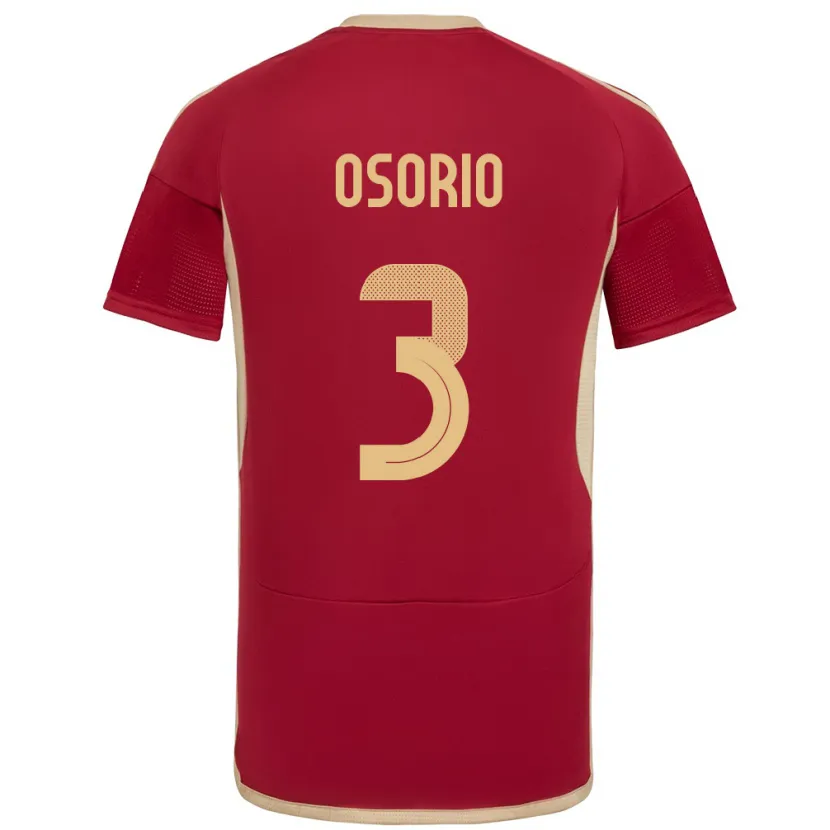 Danxen Homme Maillot Venezuela Yordan Osorio #3 Bourgogne Tenues Domicile 24-26 T-Shirt