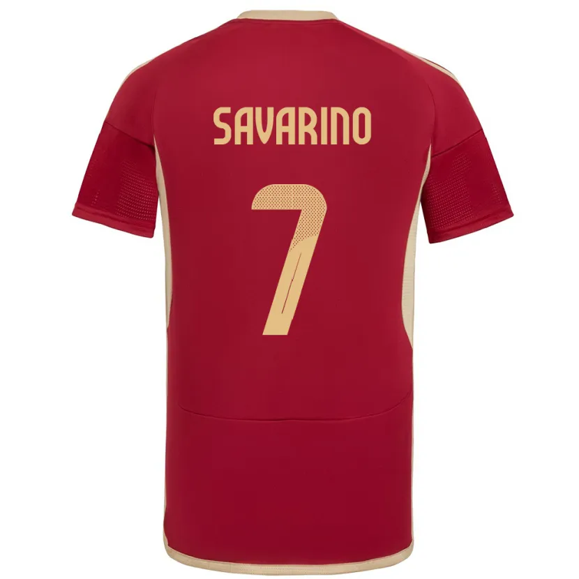 Danxen Homme Maillot Venezuela Jefferson Savarino #7 Bourgogne Tenues Domicile 24-26 T-Shirt