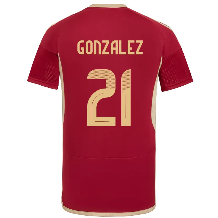 Danxen Homme Maillot Venezuela Alexander González #21 Bourgogne Tenues Domicile 24-26 T-Shirt