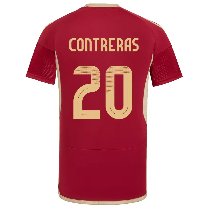 Danxen Homme Maillot Venezuela Anderson Contreras #20 Bourgogne Tenues Domicile 24-26 T-Shirt