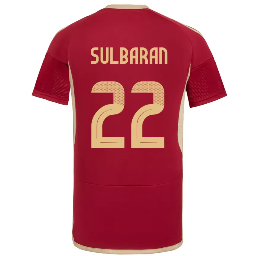 Danxen Homme Maillot Venezuela Manuel Sulbarán #22 Bourgogne Tenues Domicile 24-26 T-Shirt