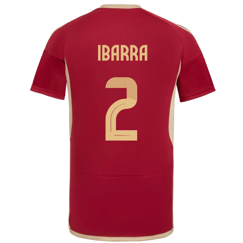Danxen Homme Maillot Venezuela Pablo Ibarra #2 Bourgogne Tenues Domicile 24-26 T-Shirt