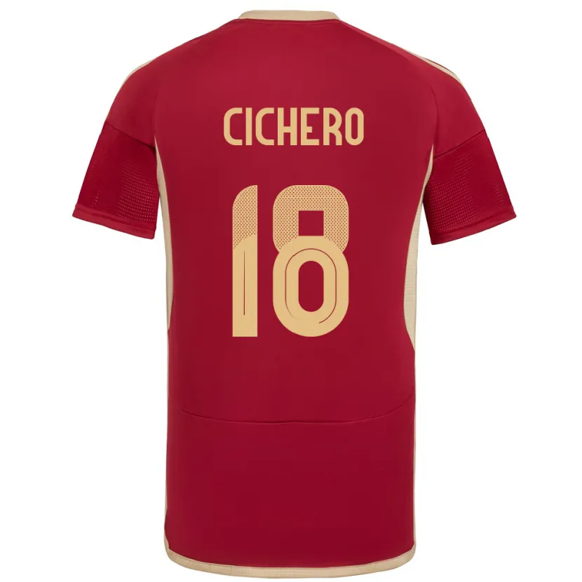 Danxen Homme Maillot Venezuela Alejandro Cichero #18 Bourgogne Tenues Domicile 24-26 T-Shirt