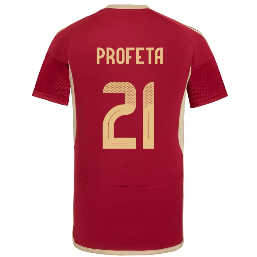 Danxen Homme Maillot Venezuela Nicola Profeta #21 Bourgogne Tenues Domicile 24-26 T-Shirt