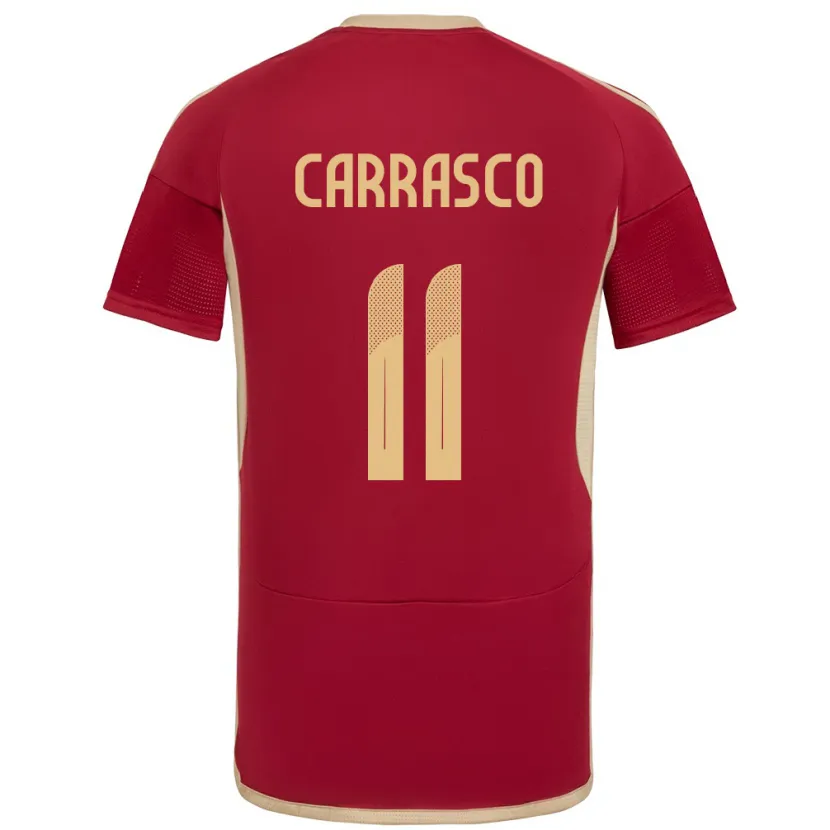 Danxen Homme Maillot Venezuela Raiderlin Carrasco #11 Bourgogne Tenues Domicile 24-26 T-Shirt