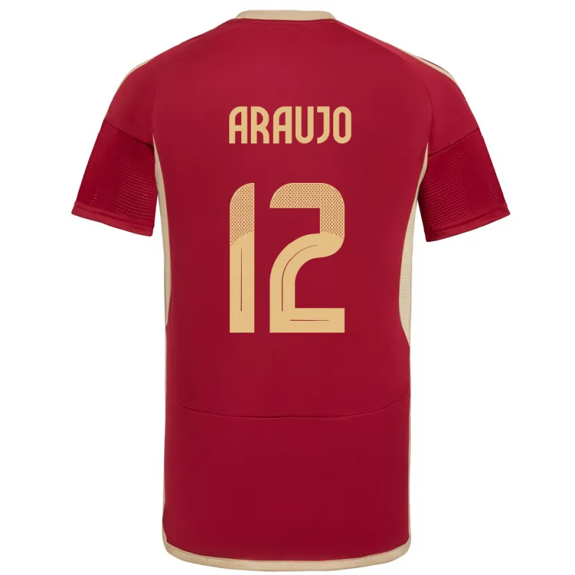 Danxen Homme Maillot Venezuela Sabrina Araujo #12 Bourgogne Tenues Domicile 24-26 T-Shirt