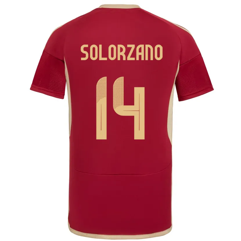 Danxen Homme Maillot Venezuela Fabiola Solórzano #14 Bourgogne Tenues Domicile 24-26 T-Shirt