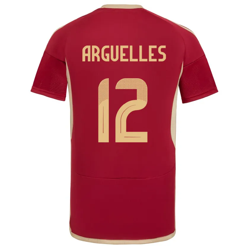 Danxen Homme Maillot Venezuela Wilmary Argüelles #12 Bourgogne Tenues Domicile 24-26 T-Shirt