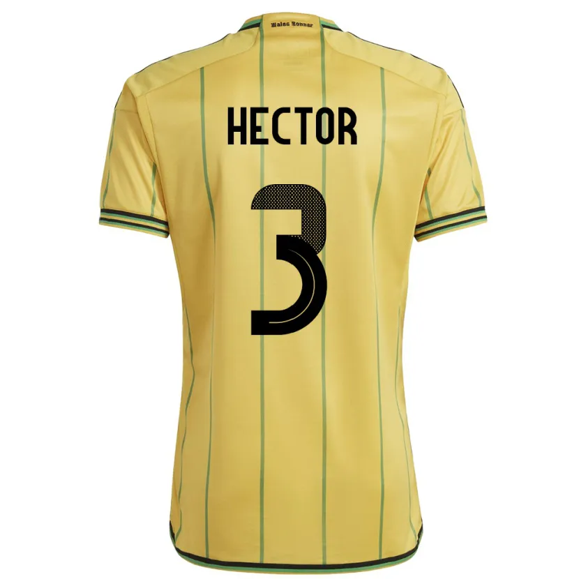 Danxen Homme Maillot Jamaïque Michael Hector #3 Jaune Tenues Domicile 24-26 T-Shirt