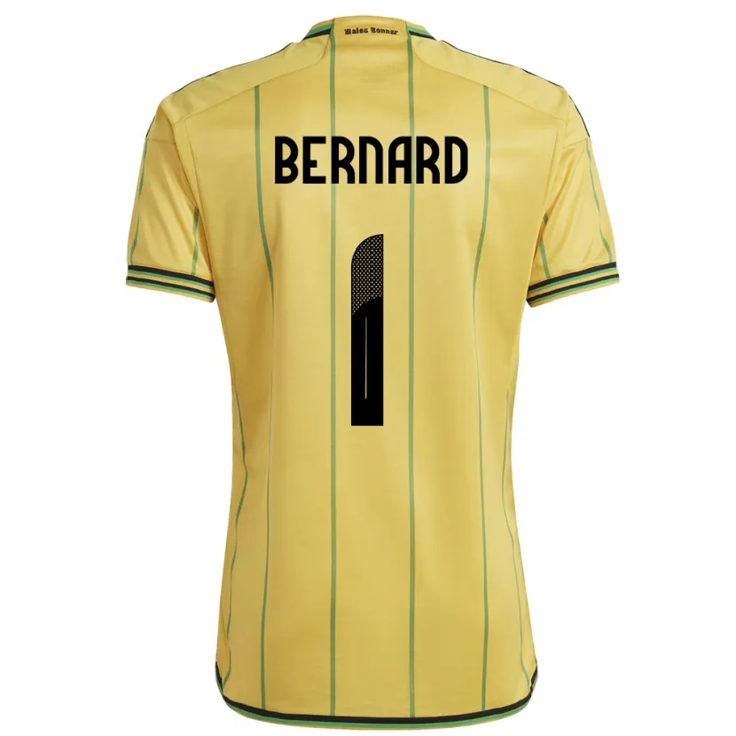 Danxen Homme Maillot Jamaïque Akeem Bernard #1 Jaune Tenues Domicile 24-26 T-Shirt