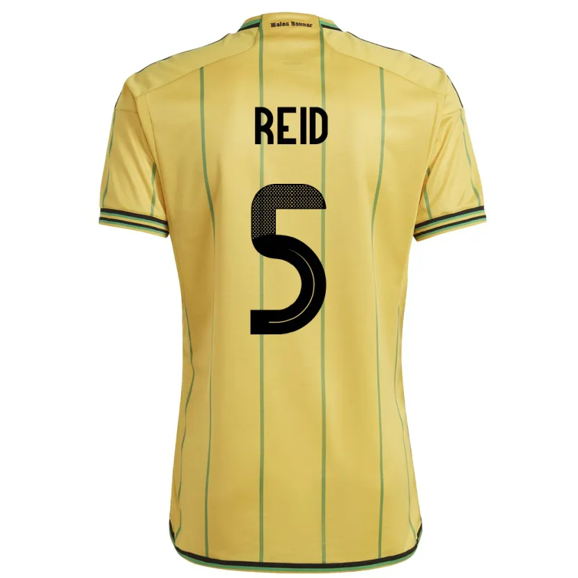 Danxen Homme Maillot Jamaïque Adrian Reid #5 Jaune Tenues Domicile 24-26 T-Shirt