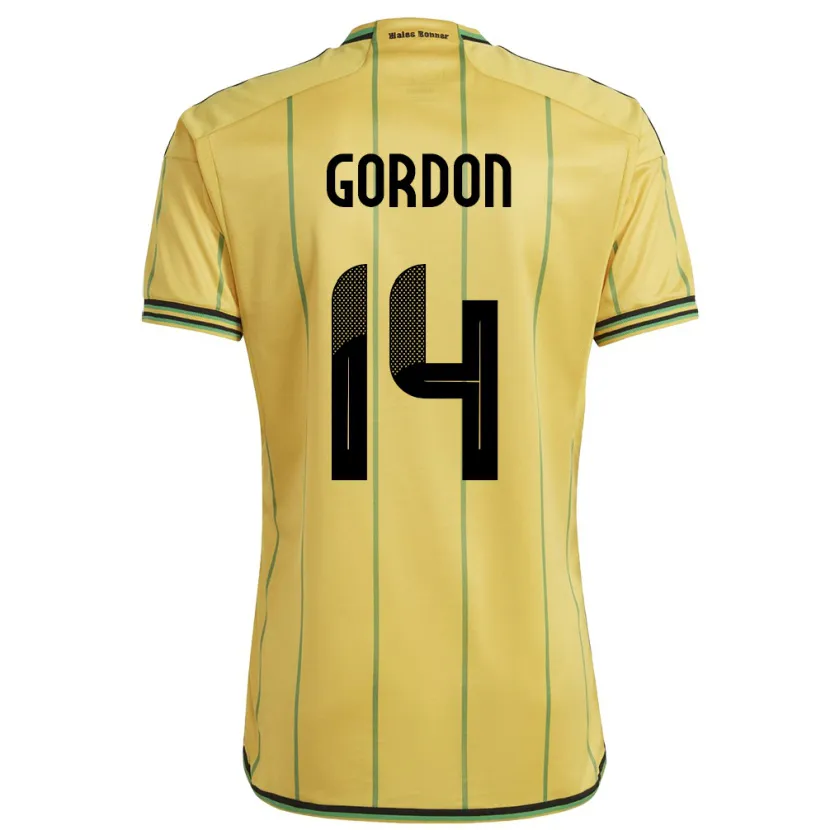 Danxen Homme Maillot Jamaïque Ashton Gordon #14 Jaune Tenues Domicile 24-26 T-Shirt