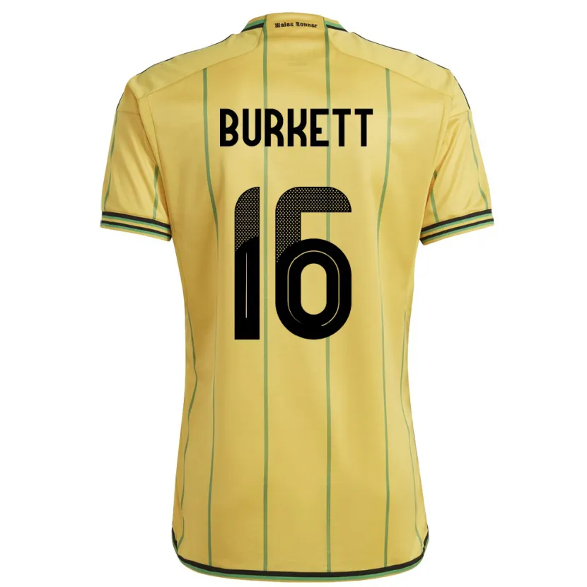 Danxen Homme Maillot Jamaïque Brian Burkett #16 Jaune Tenues Domicile 24-26 T-Shirt