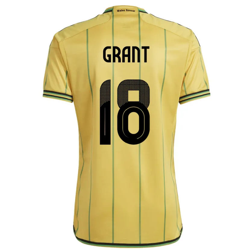 Danxen Homme Maillot Jamaïque George Grant #18 Jaune Tenues Domicile 24-26 T-Shirt