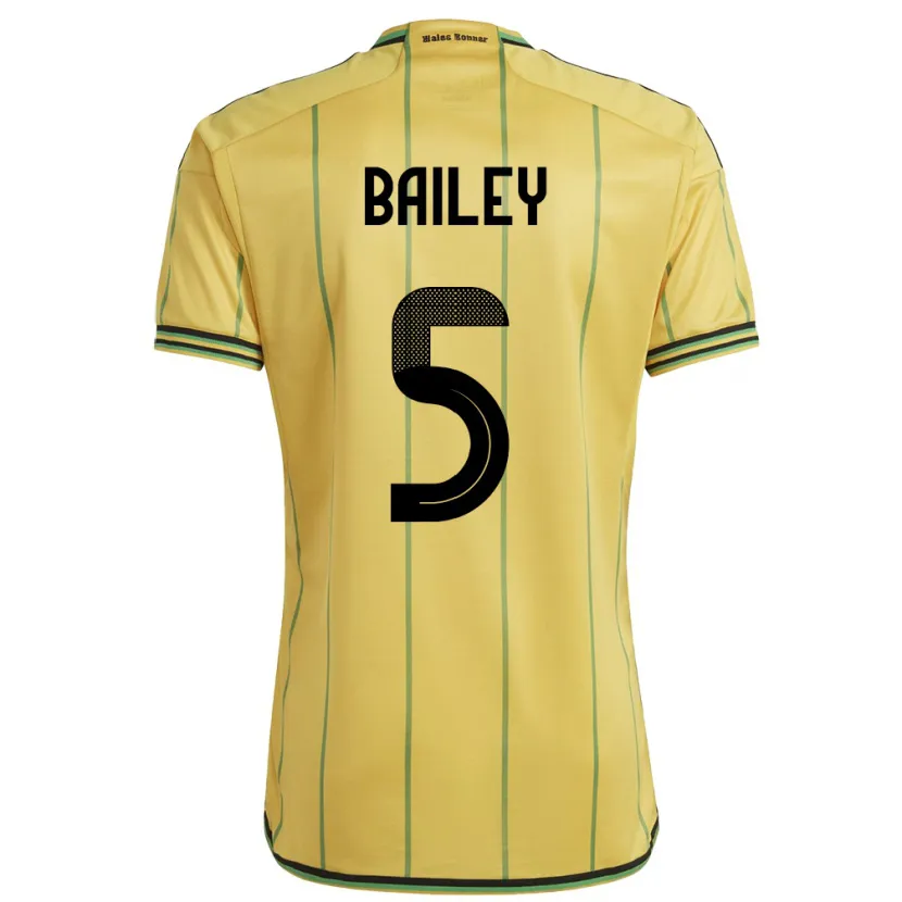Danxen Homme Maillot Jamaïque Jade Bailey #5 Jaune Tenues Domicile 24-26 T-Shirt