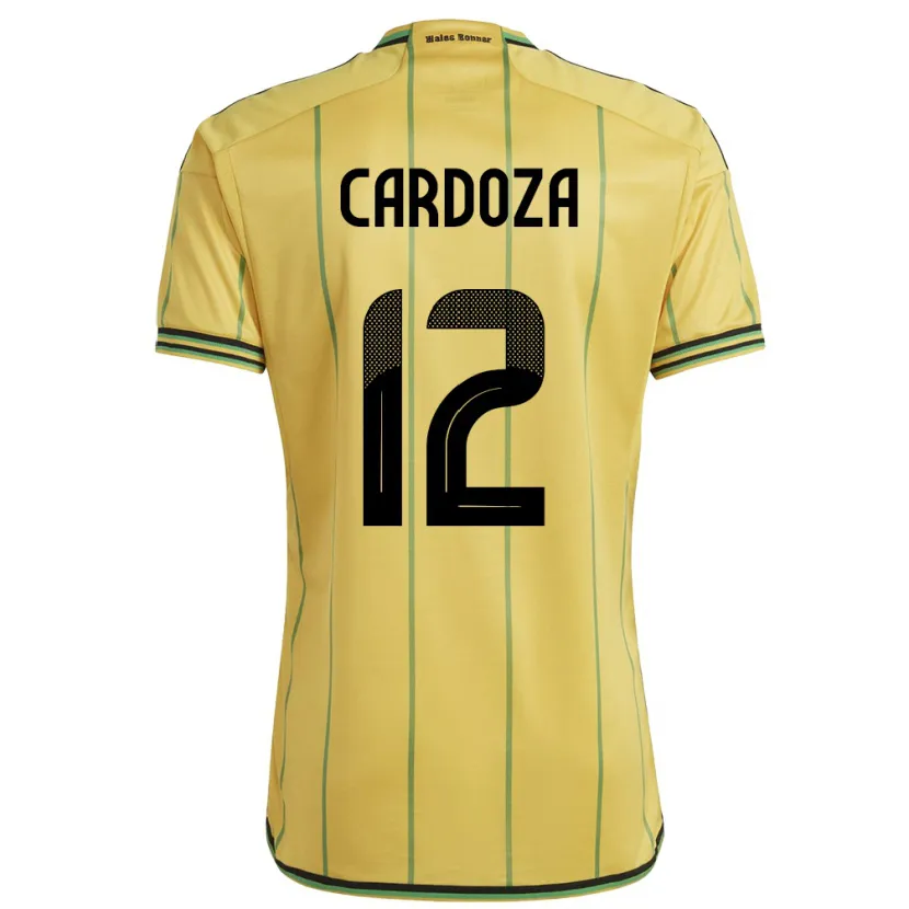 Danxen Homme Maillot Jamaïque Naya Cardoza #12 Jaune Tenues Domicile 24-26 T-Shirt