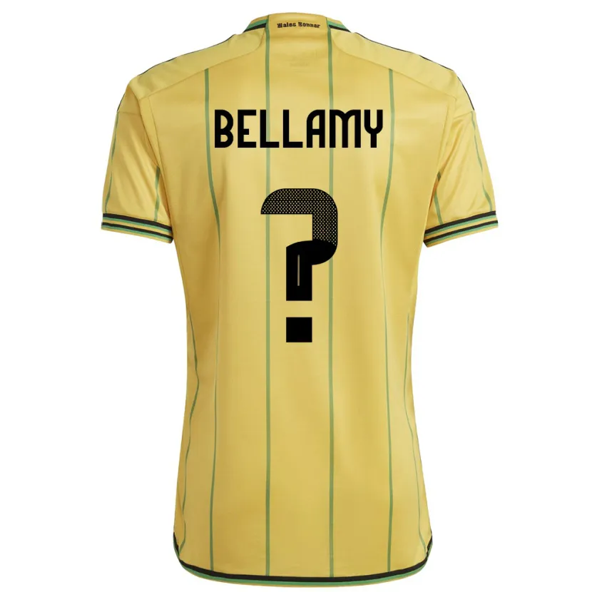 Danxen Homme Maillot Jamaïque Sydney Bellamy #0 Jaune Tenues Domicile 24-26 T-Shirt