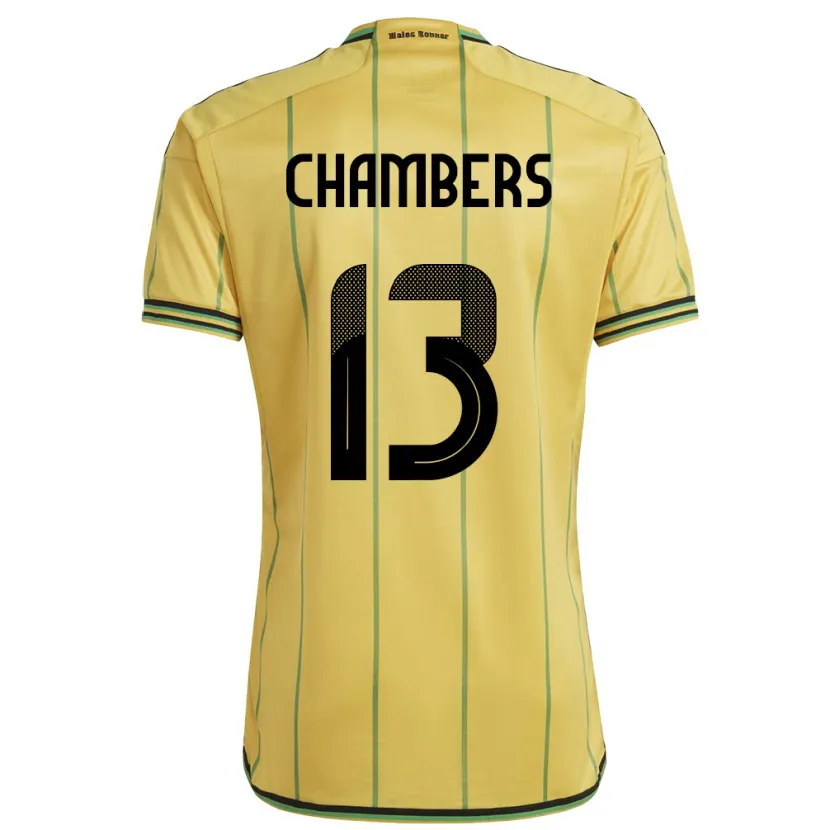 Danxen Homme Maillot Jamaïque Chris-Ann Chambers #13 Jaune Tenues Domicile 24-26 T-Shirt